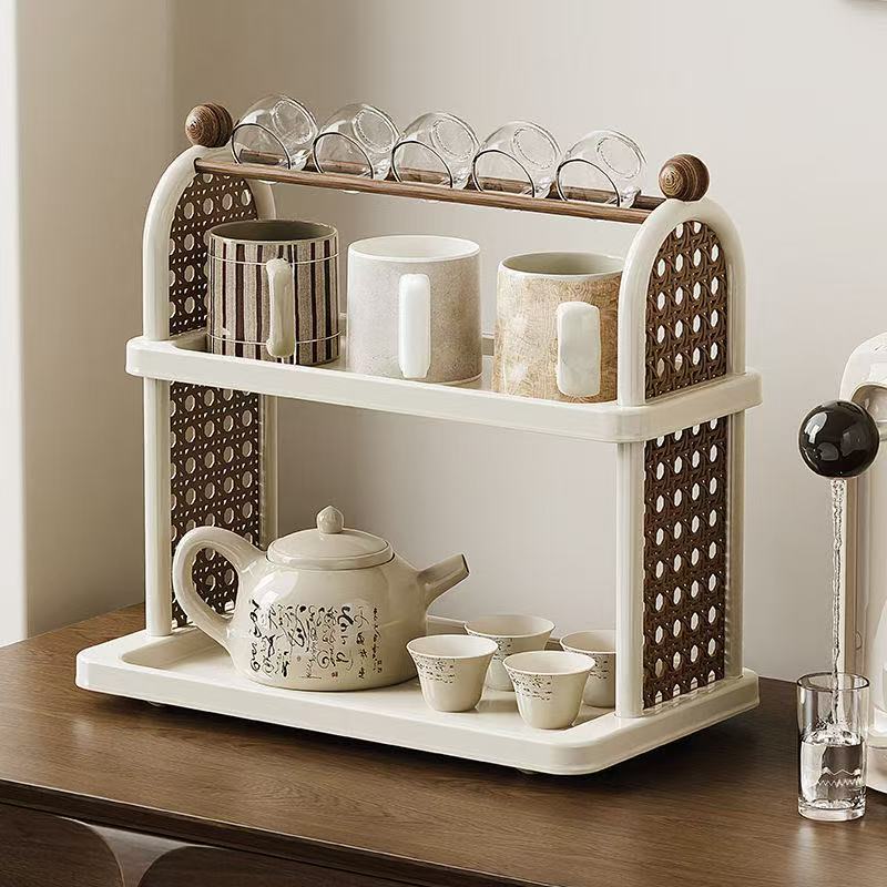 NIVISON Table Rack 2 Tier Mug Organizer Shelf Retro Cup Display Rack ...