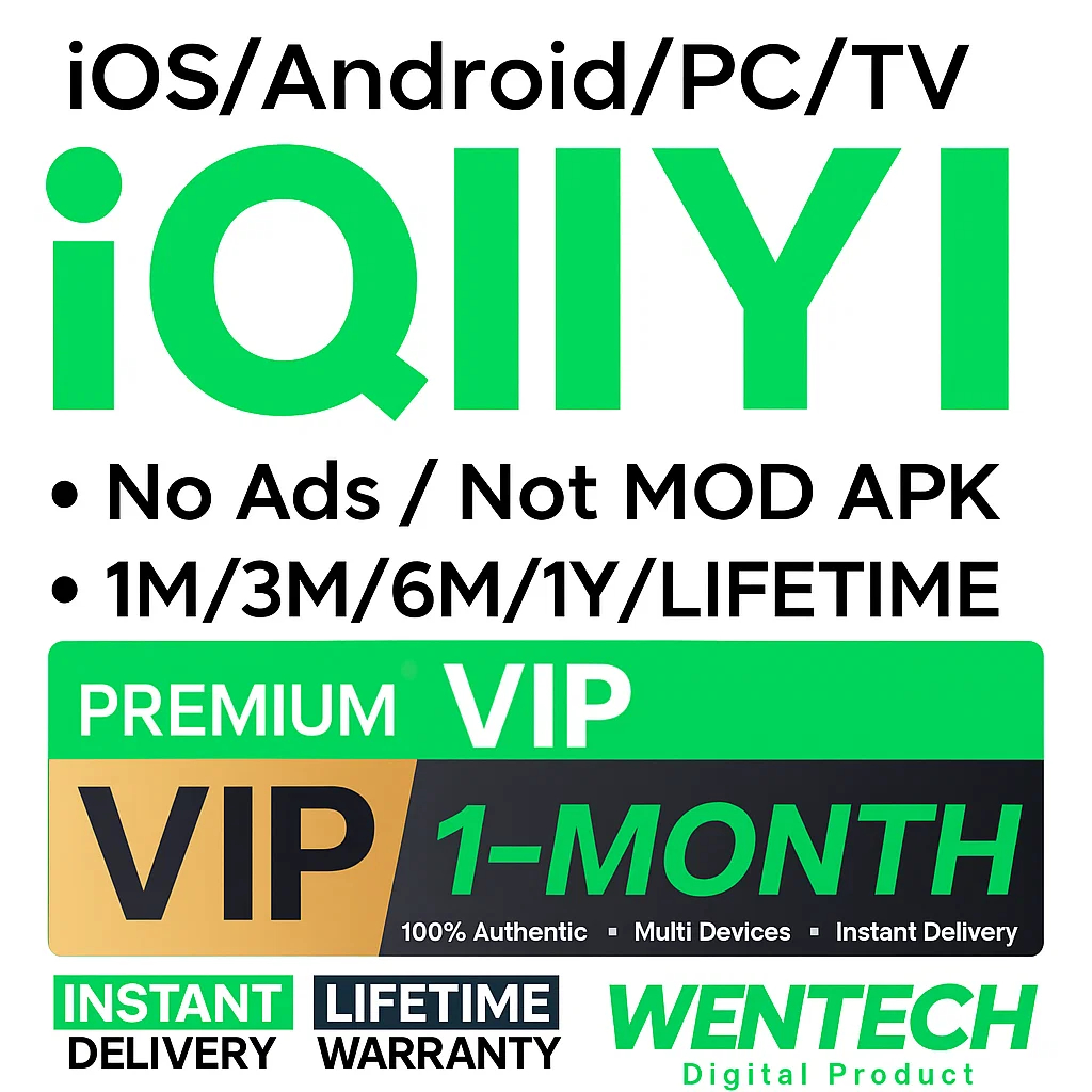 24/7 iQIYI VIP 1Month Premium VIP, 1080P Clarity + Skip