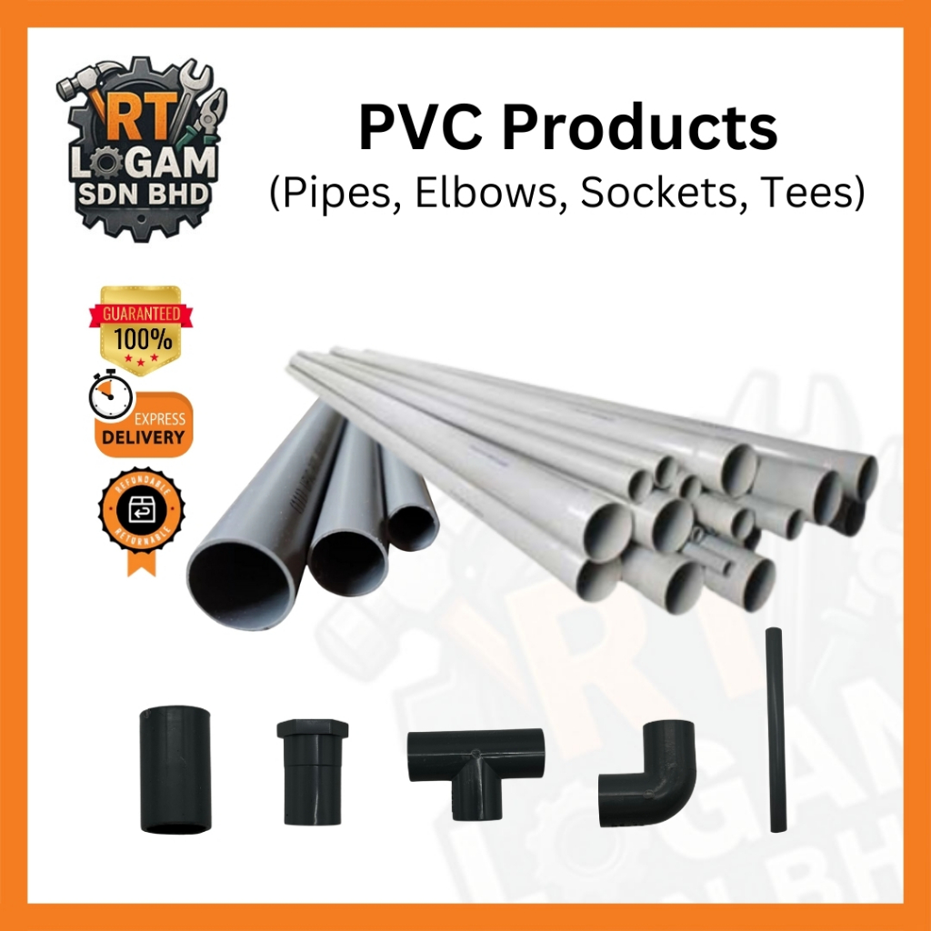PVC Pipe Fitting Class D 40/50 mm Paip PVC Connector Socket Elbow Tee ...