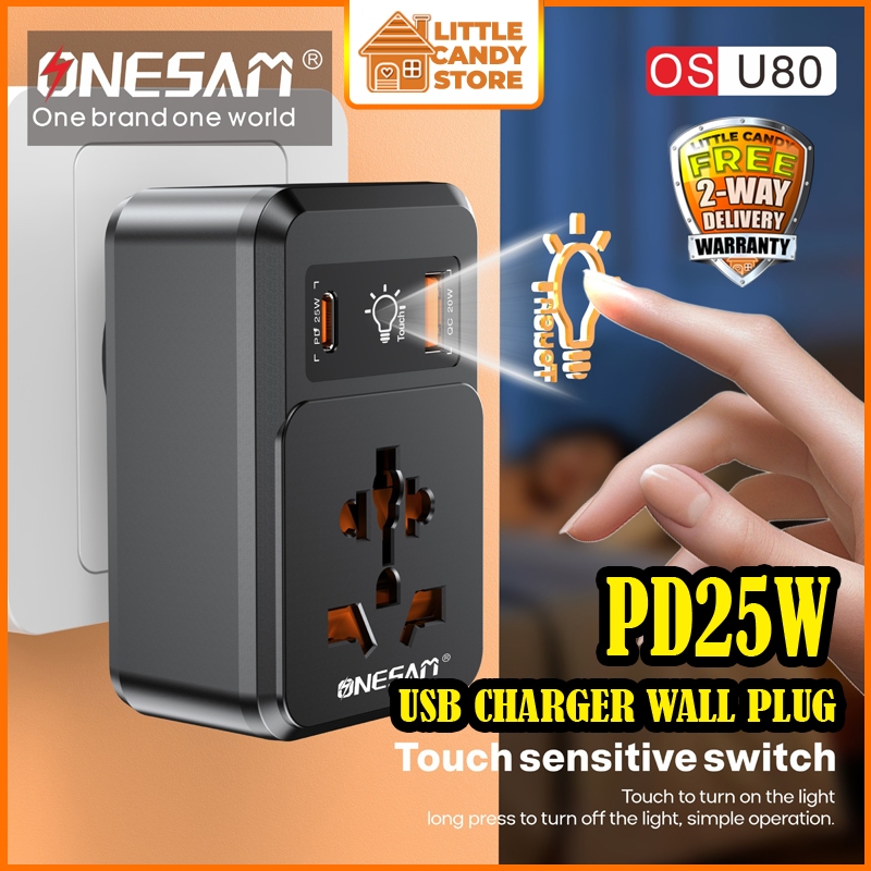 ONESAM 2500W Universal Adapter Power Socket AC Plug PD25W Fast Charging ...