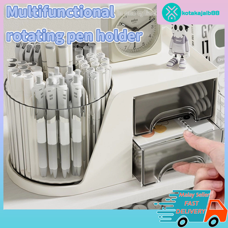 360 degree rotating desktop pencil box stationery storage box pen ...