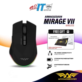 Armaggeddon Mirage VII 2.4G Wireless Gaming Mouse with Tri-Mode Connectivity, Lightweight 92g, 800MAH Battery
