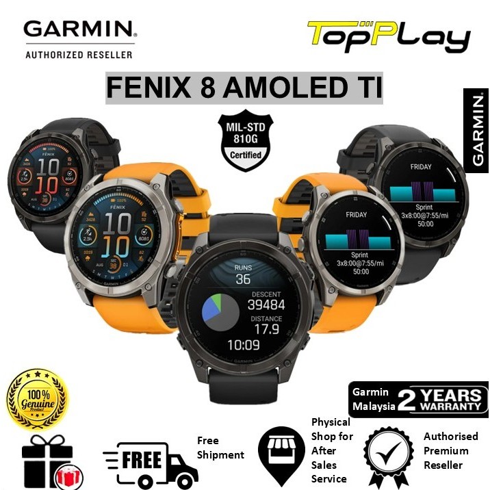 Garmin Fenix 43 47 51mm AMOLED Sapphire Solar Titanium