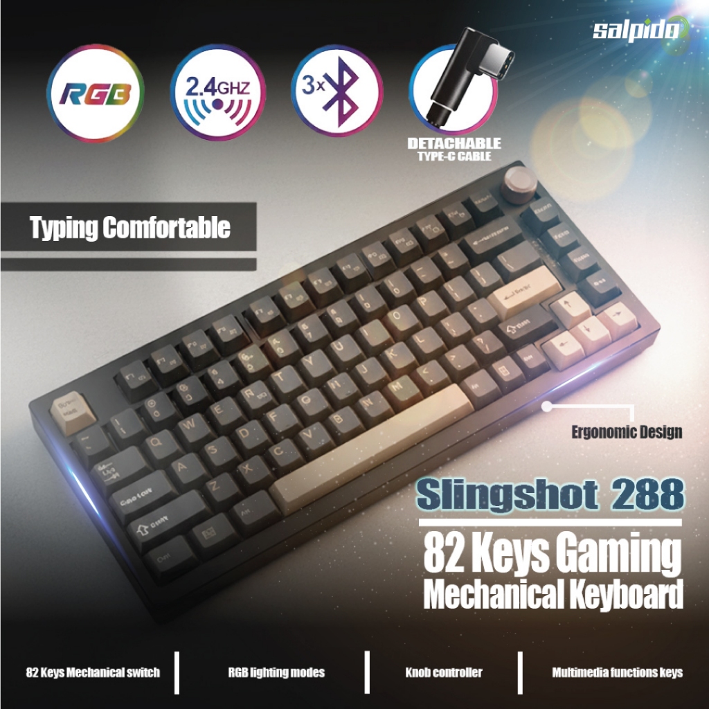 Salpido Slingshot 288 82 Keys Gaming Mechanical Keyboard (Tri-Mode/1 ...