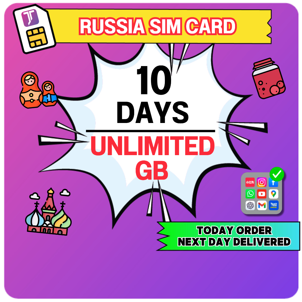 J Travel 【 Russia SIM Card 】UNLIMITED HOTSPOT NO CAP Russia Travel ...