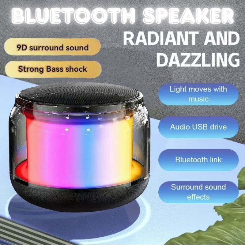 Super Bass Bluetooth Speaker With RGB LED light Extra Bass Transparent ...