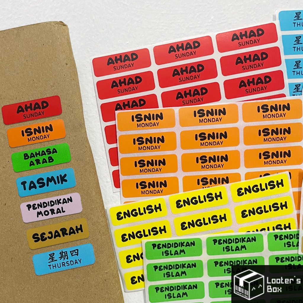 Day & Subject Sticker School Timetable Stiker Subjek Hari Mata ...