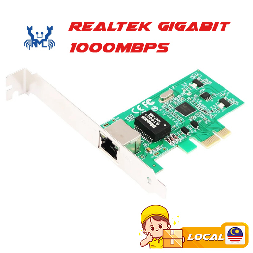 Realtek Gigabit Lan 1000Mbps PCIe x1-x16 Ethernet Card RJ45 Network ...