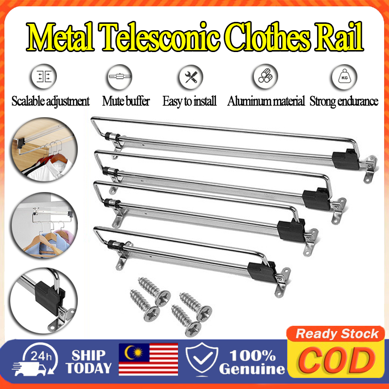 Wardrobe Hanging Rod Hardware Storage Rack Hanging Clothes Rail Cabinet ...