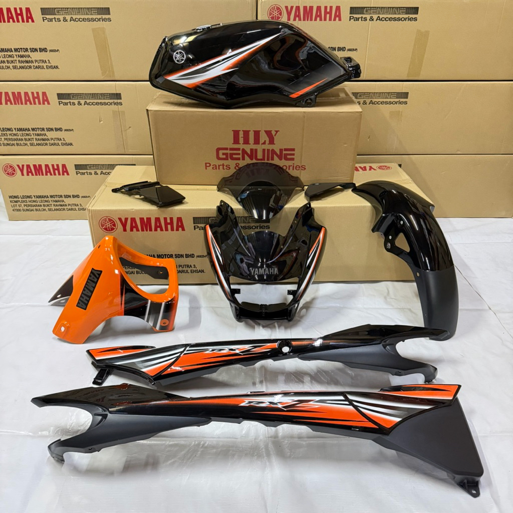 ORIGINAL YAMAHA RXZ 5PV CATALYZER BODY COVER SET WARNA (BLACK+OREN ...