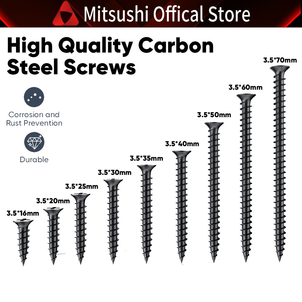 Mitsushi CSK Wood Screw Skru Kayu Cross Head Long Screw Self Tapping ...
