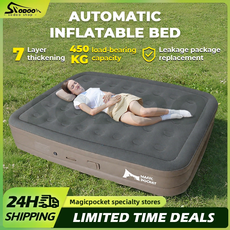 7 layer Inflatable Air Bed Mattress Automatic Pump Single/Double/King ...
