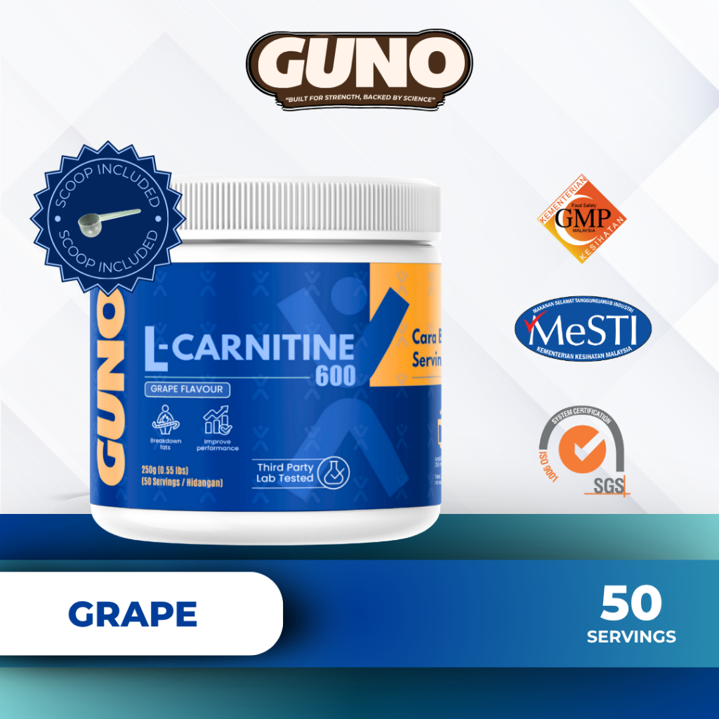 GUNO L-Carnitine 600 Cutting Supplement Grape Flavor (50 Servings ...