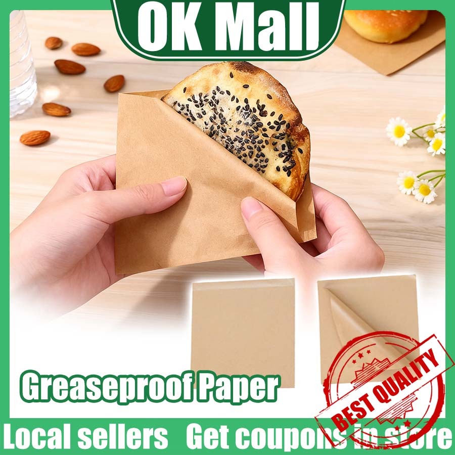 100pcs Disposable Blank Kraft Paper Bag/Pancake/BBQ Snack Wrapper/Oil ...