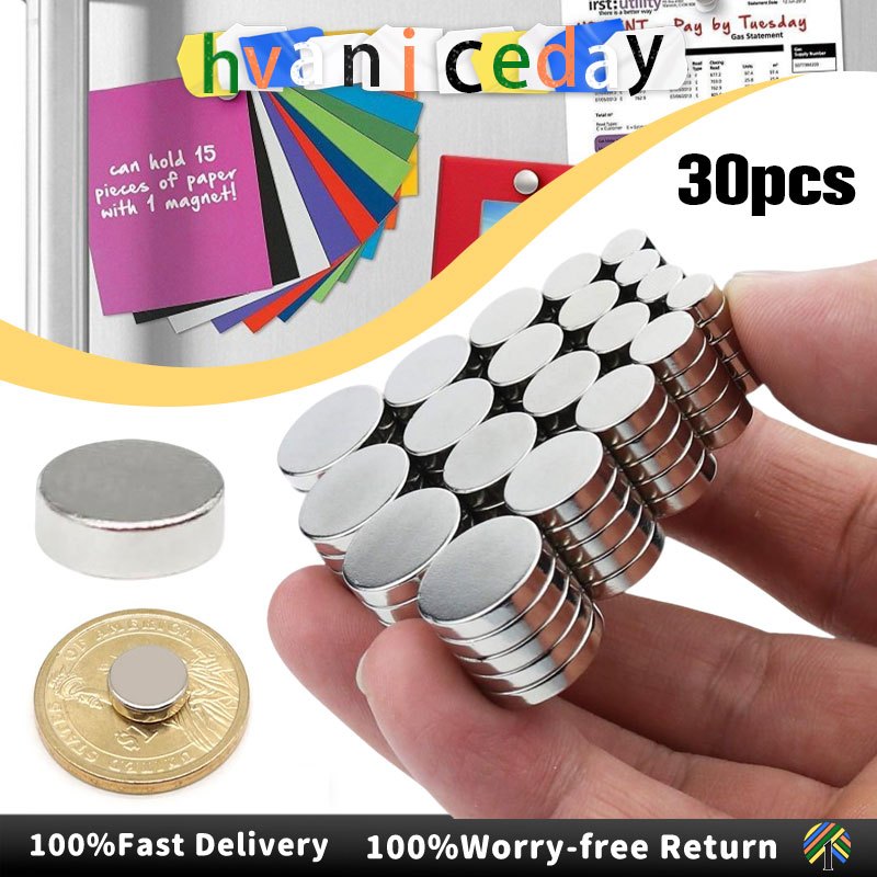 30PCS Super Strong Permanent Magnet Round Disc 8/10/12mm Rare Earth ...