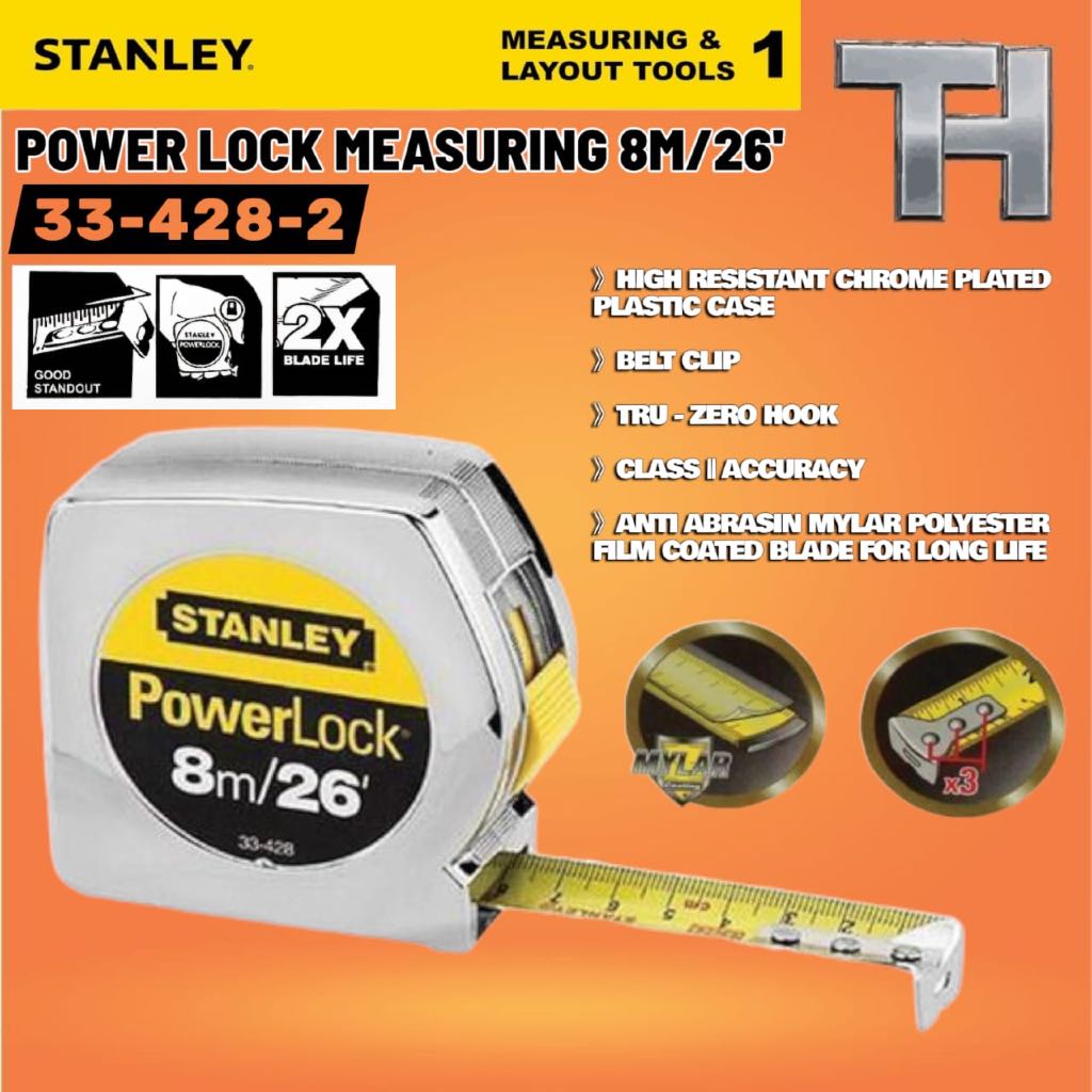 ~ [8m]Stanley STHT33428-8 Power lock Measuring Tape(8m/26ft) | Shopee ...
