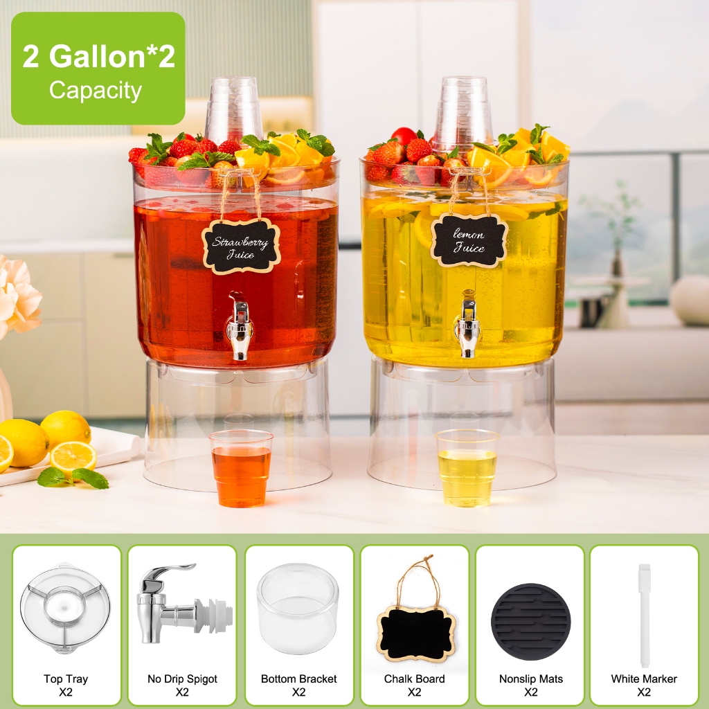 KT WARE 8L STAINLESS STEEL JUICE DISPENSER WITH ICE CHAMBER JUICER tong ...