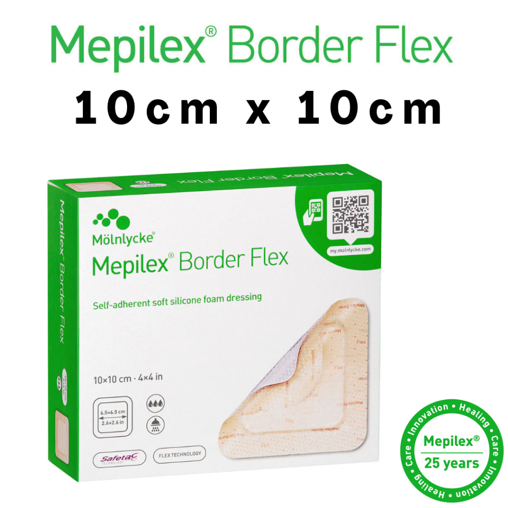 (READY STOCK) 10cm x 10cm Molnlycke Mepilex Border Flex 595300 Silicone ...