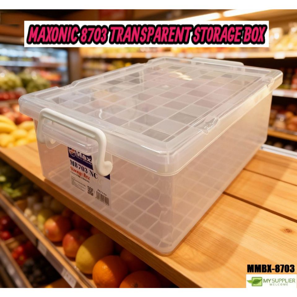 Maxonic 8703/8704 12ltr/22ltr White Transparent Storage Box | Shopee ...