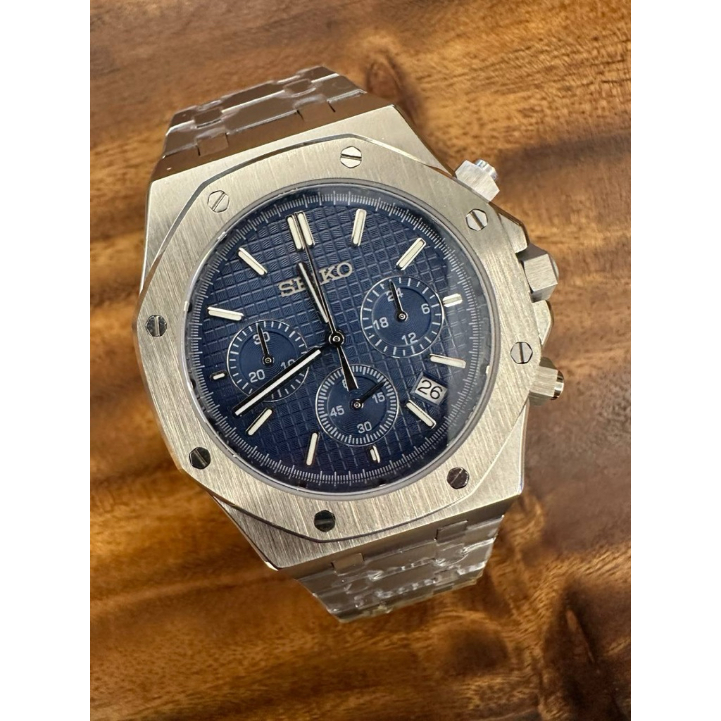 Seiko Mod Ap Royal Oak Chrono Dark Blue Dial 42mm | Shopee Malaysia