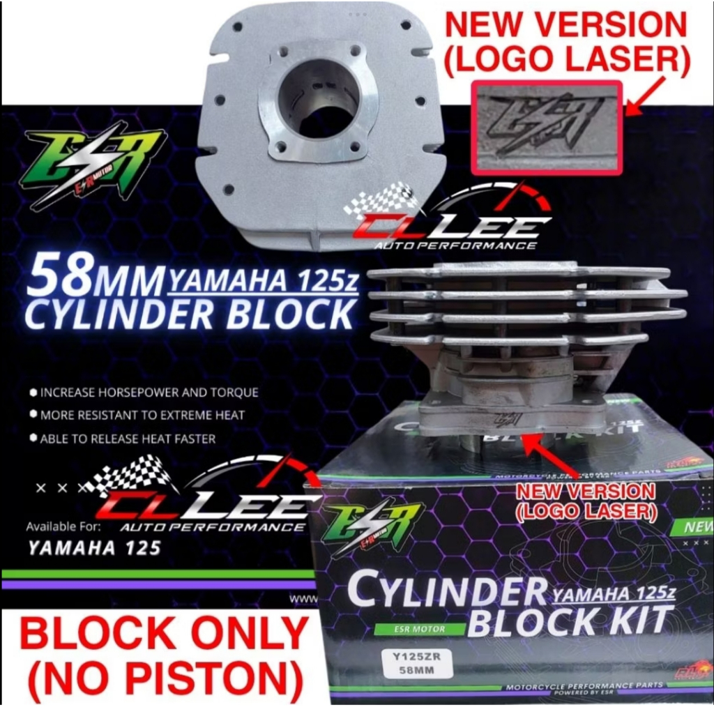 ESR MOTOR RACING BLOCK FOR YAMAHA RXZ Y125Z Y125ZR 56MM 57MM 58MM 59MM ...