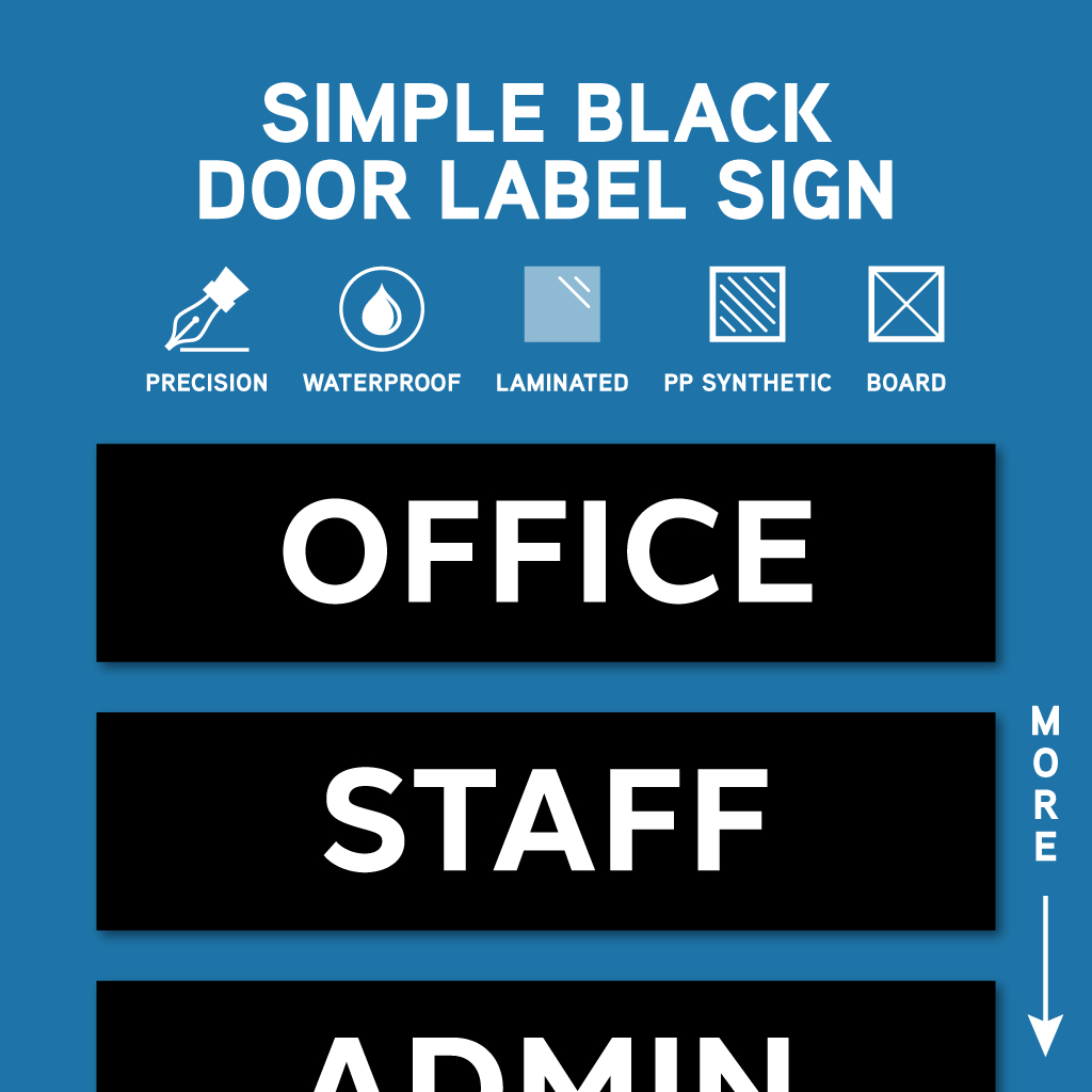Simple Black Office Door Room Label Sticker Board Signage Sign. Staff ...
