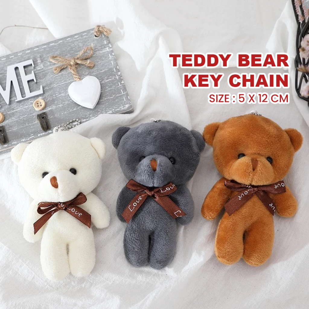 (12cm Height) MILANDO Key Chain 12cm Teddy Bear Plush Toy Key Chain Bag ...