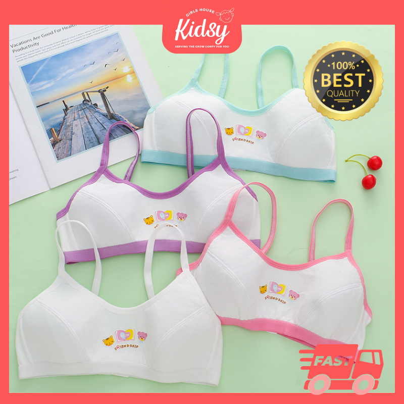 KIDSY Girls First Training Bra Cotton Sport Bra Soft Comfortable ...