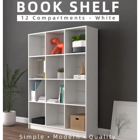 Book Shelf Book Rack Buku Rak Divider Cabinet with 12 Compartments ...