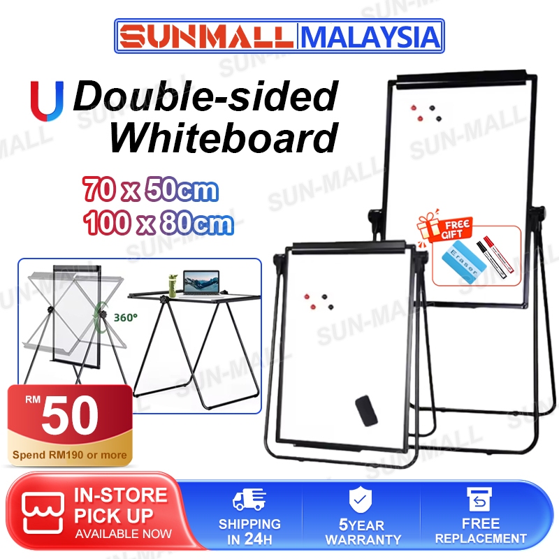 Magnetic Whiteboard 360° Rotatable U Shape Height Adjustable Aluminum ...