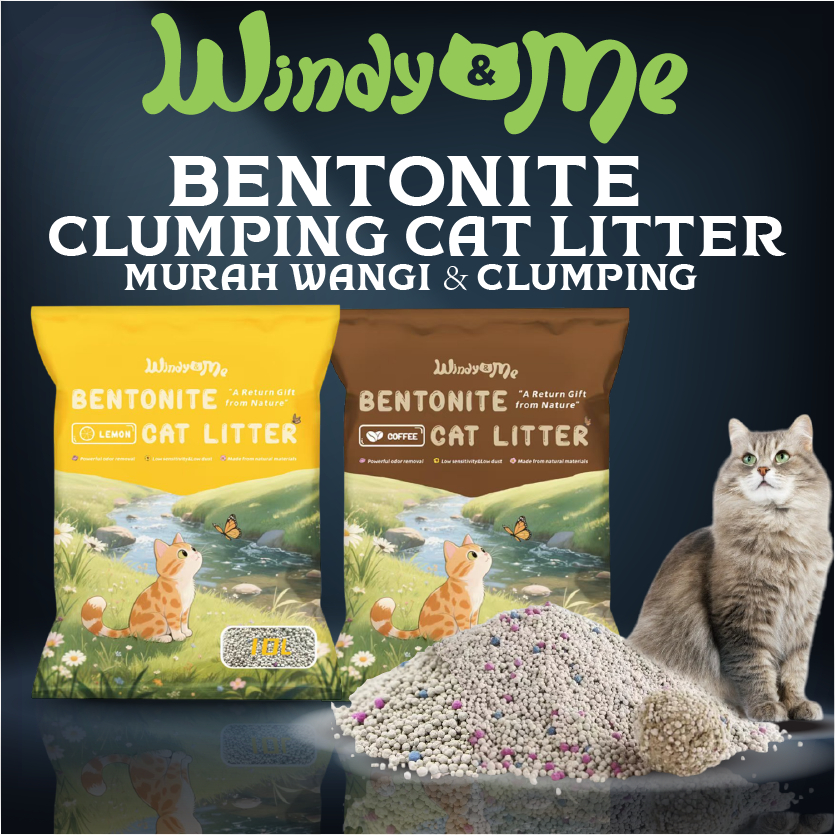 Windy & Me 10L 6KG Premium / Eco Bentonite Cat Litter Pasir Kucing ...