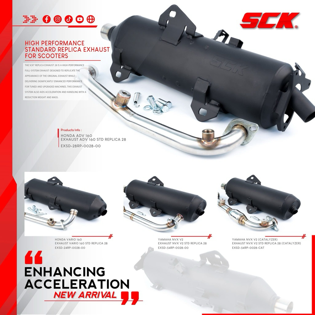 SCK RACING EXHAUST ADV160 VARIO160 NVX V2 BACK PRESSURE STD REPLICA ...