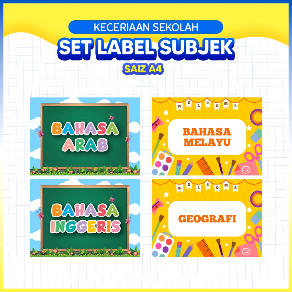 SET LABEL SUBJEK MATAPELAJARAN - SAIZ A4 / Subjek Pelajaran / Set ...