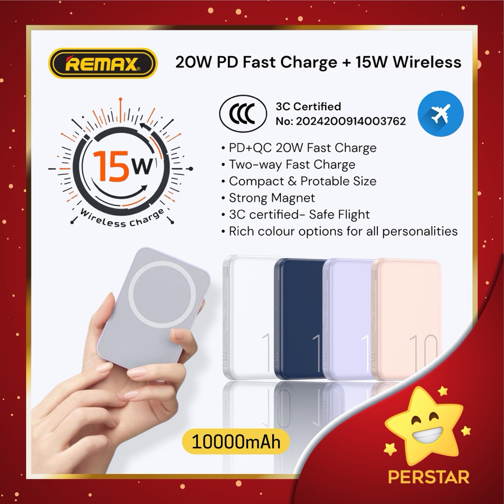[ CCC Certified ] REMAX RPP-65 10000mAh Mini Size Support 15W Wireless ...
