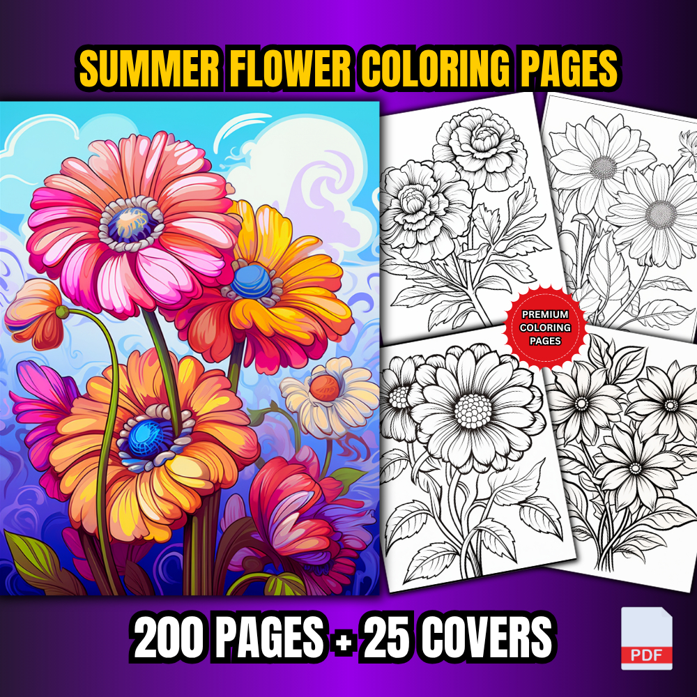[PDF] 200 Summer Flower Coloring Pages For Adults | Shopee Malaysia