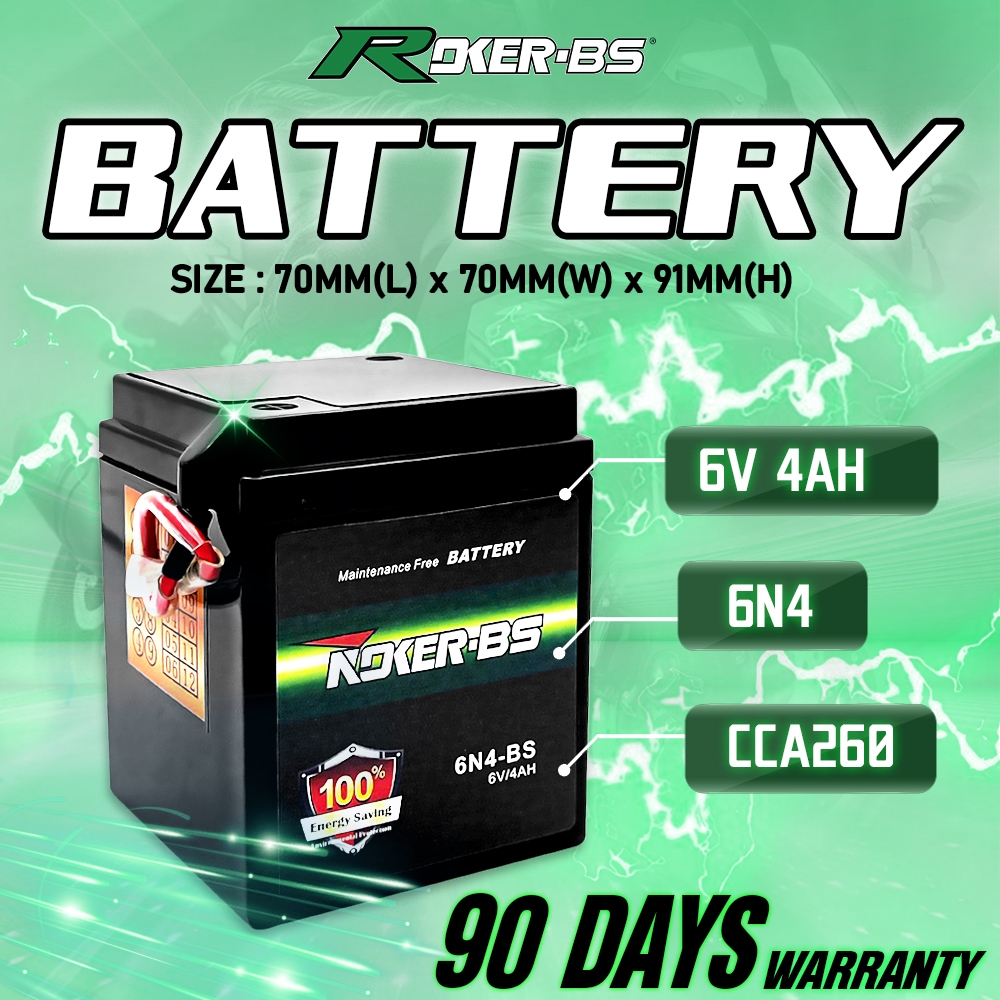 ROKER-BS BATERI BATTERY GEL 6N4-BS YAMAHA RXS Y80 HONDA C70 C90 SUZUKI ...