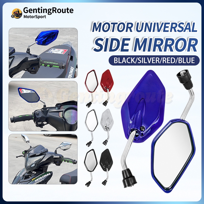 Yamaha Honda Side Mirror Universal Rear View Mirror Sisi Cermin Chrome ...