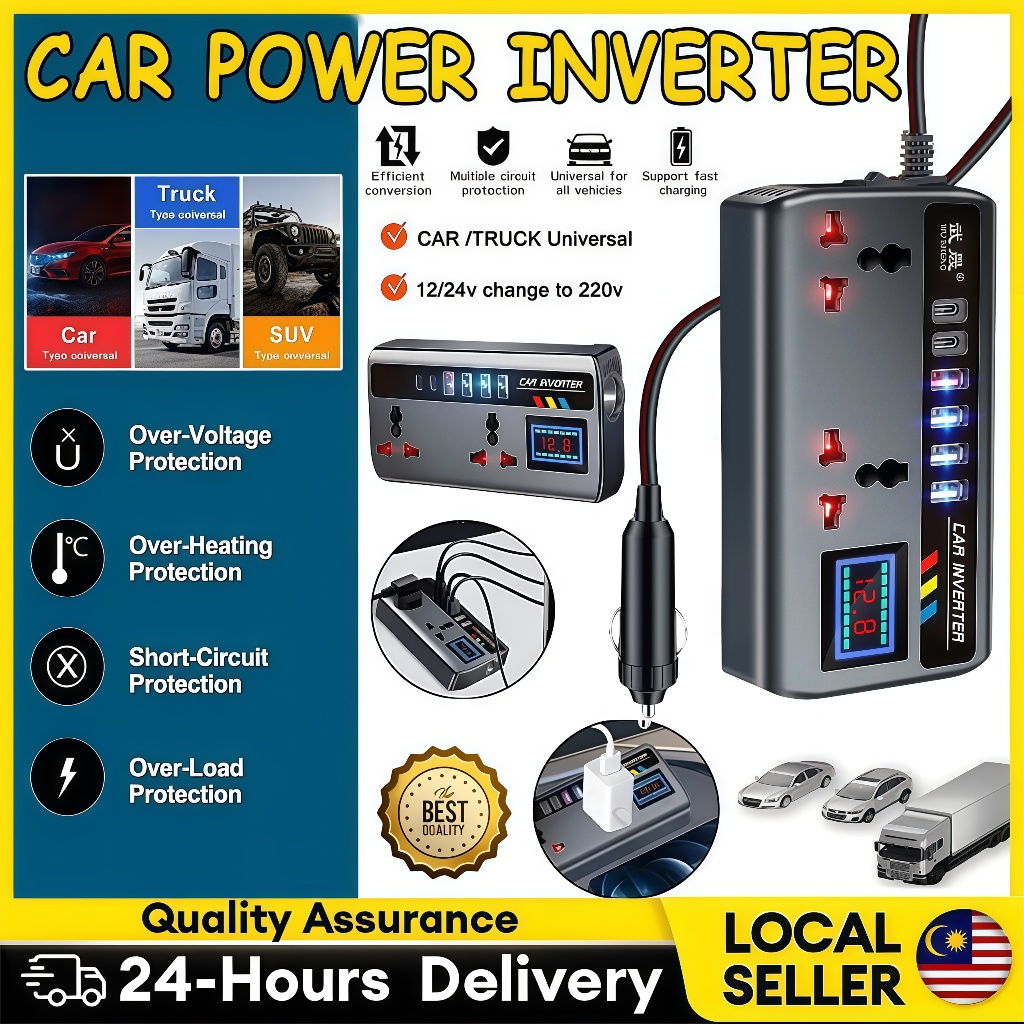 Car Inverter Outlet 12V/24V to 220V Car Converter for Plug Outlet Fast ...
