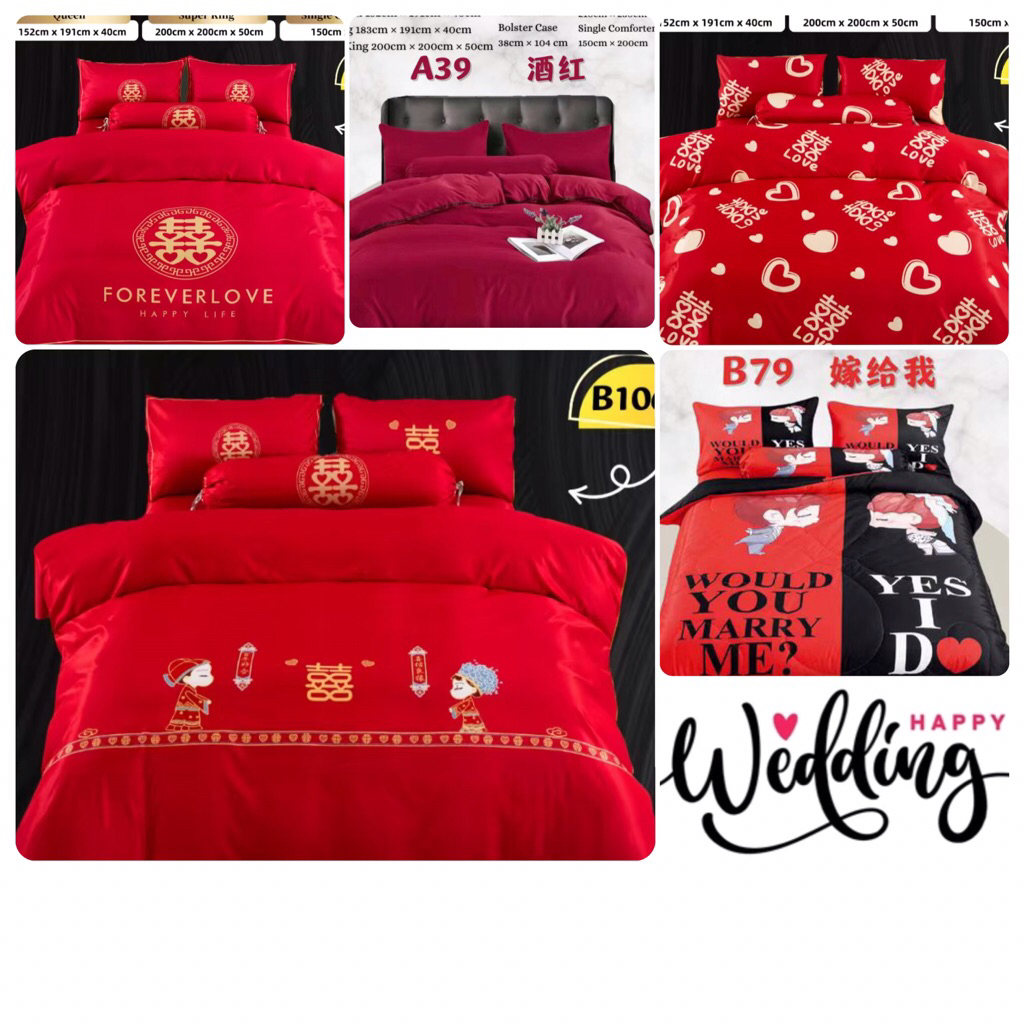 wedding 1800tc ice silk bedsheet set comforter set Queen king super ...