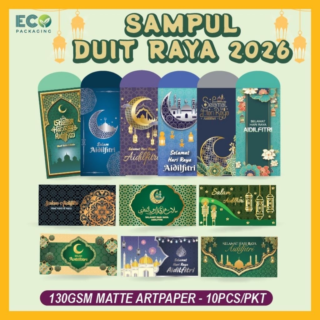 SAMPUL DUIT RAYA 2026 10PCS/PKT 130gsm Matt Art Paper - READY STOCK ...