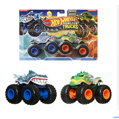Hot Wheels Monster Trucks Demolition Doubles Great Bite VS Rageasaur ...