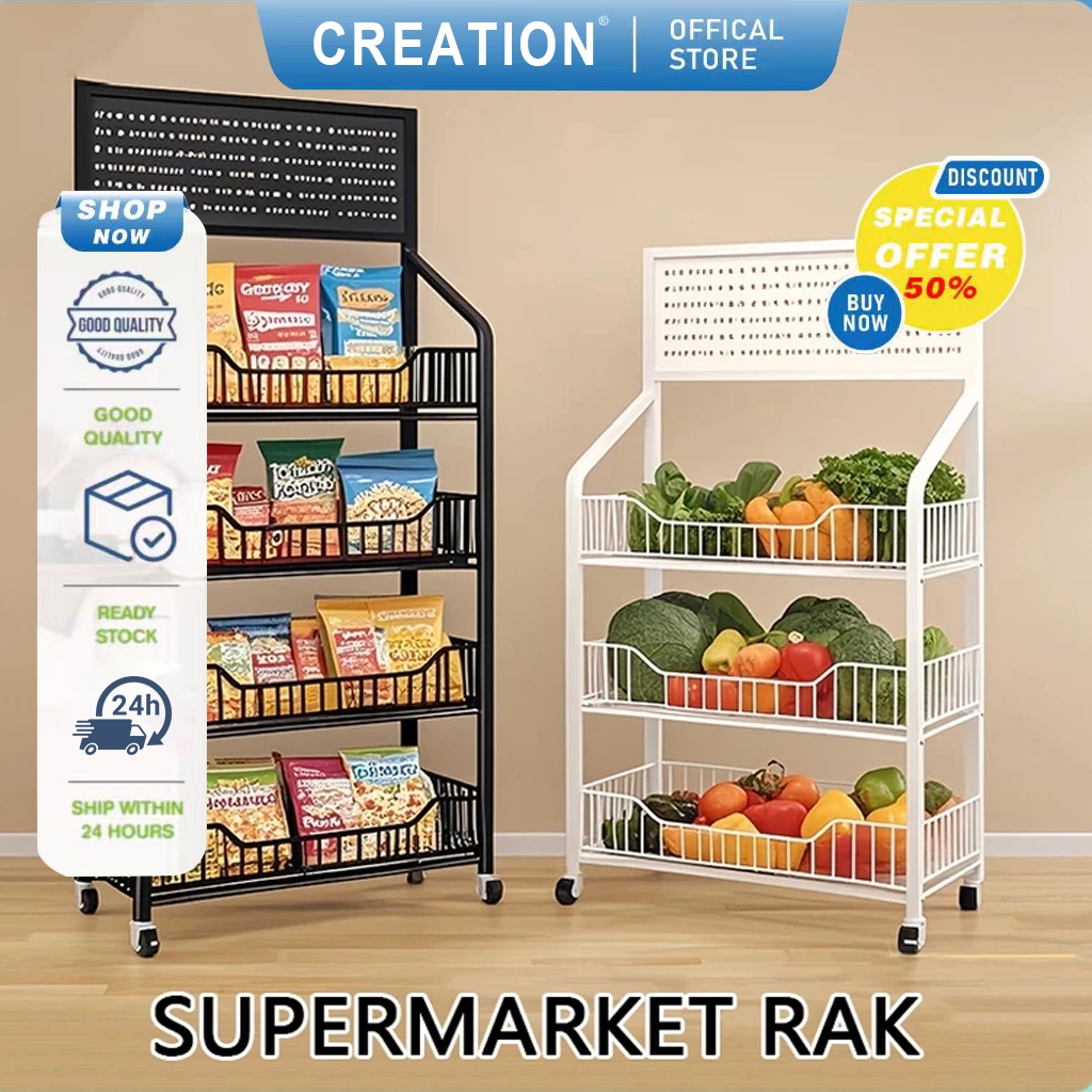【CREATION】Store Rack Display Rack 3/4/5 Layer Rak Kedai Runcit Snack ...