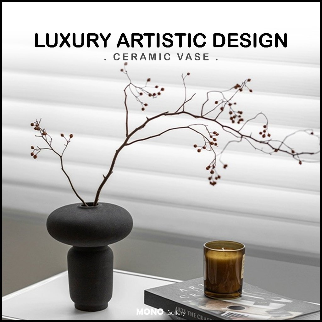 Scandinavian Style Ceramic Vase Flower Arrangement Minimalist Unglazed ...