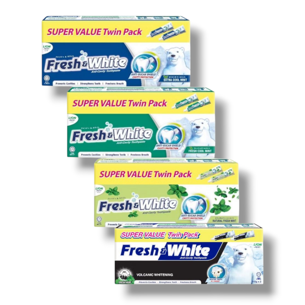 Fresh & White Toothpaste 225g x 2 | 140g × 2 | Shopee Malaysia