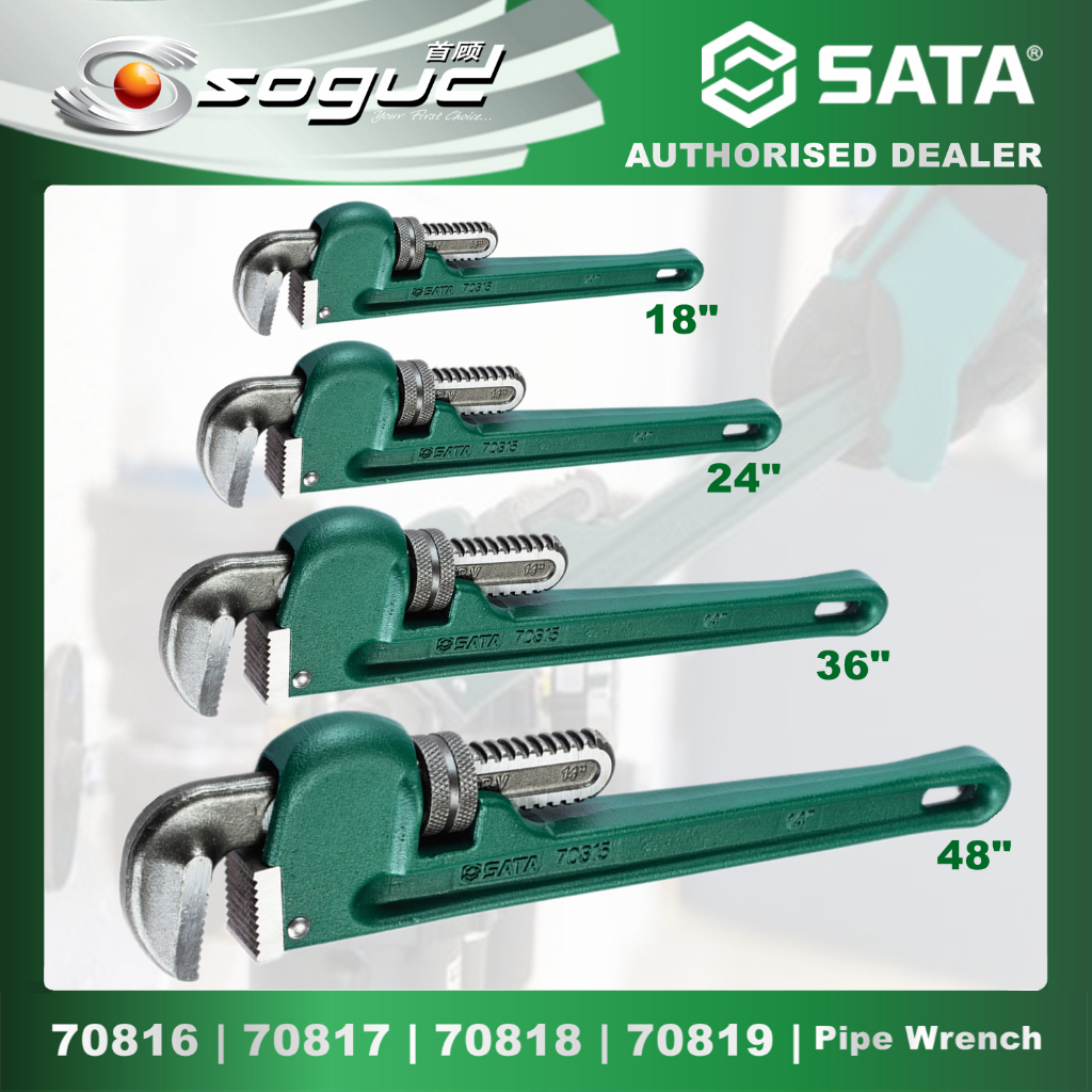 SATA HEAVY DUTY ADJUSTABLE PIPE WRENCH PLUMBER SPANNER PLUMBING TOOLS ...