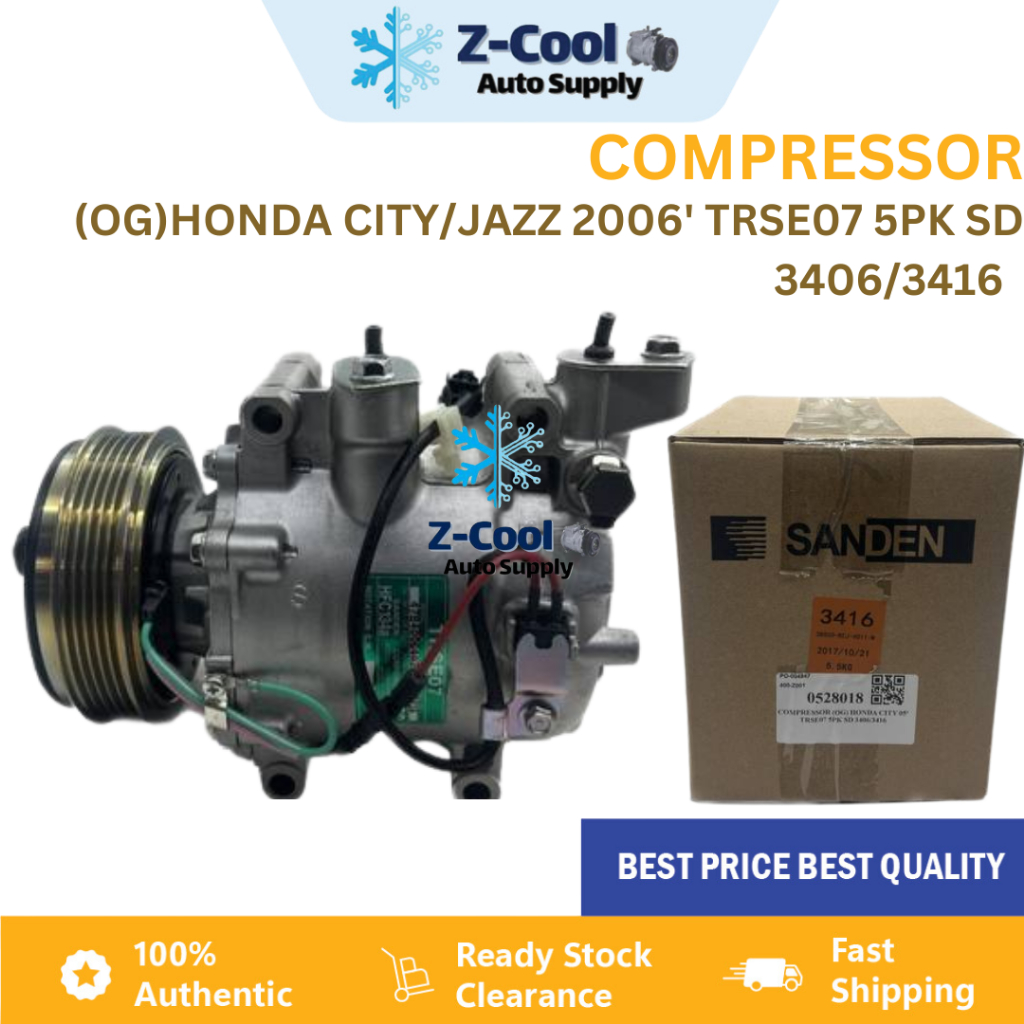 Aircond Compressor Original Sanden Honda City/Jazz Year 2006 5PK 12V ...
