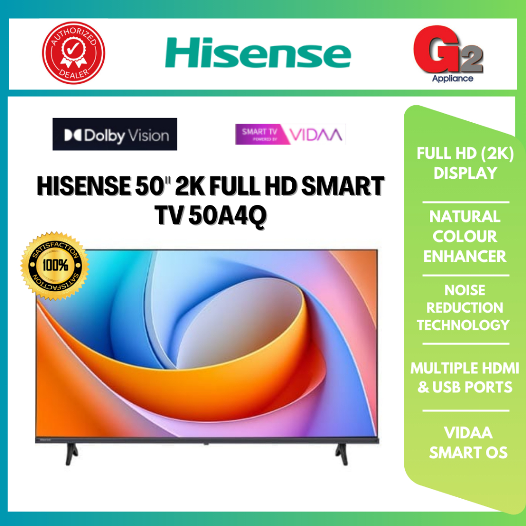 HISENSE 50" 2K FULL HD VIDAA SMART TV 50A4Q | Shopee Malaysia