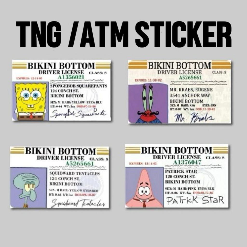 ( Spongebob ID Card ) Touch n Go Card Sticker Cover / TNG/MASTER/VISA ...