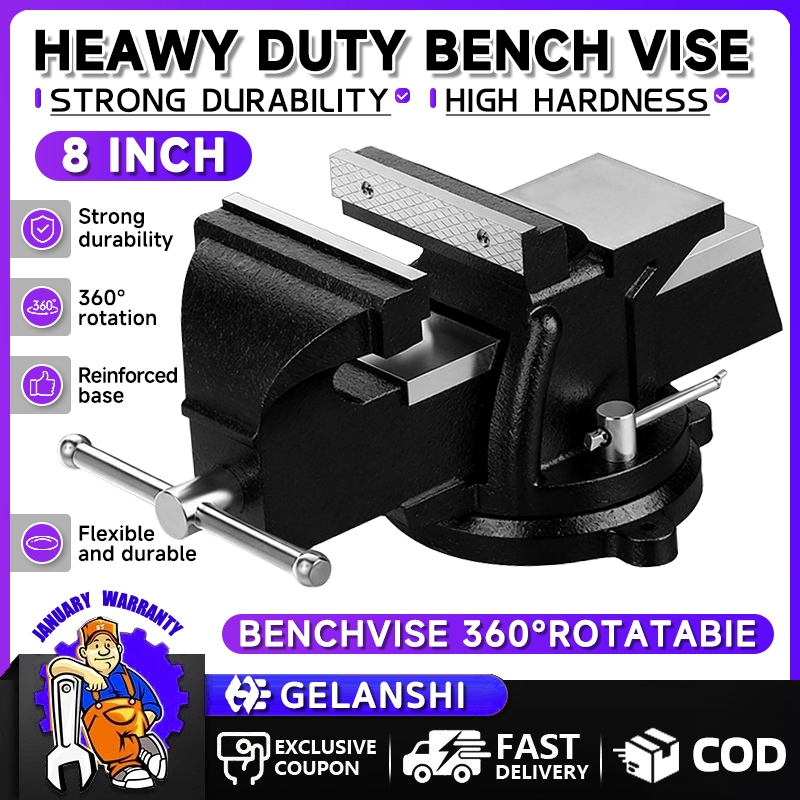 【Ready Stock】 3/4/5/6/8 Inch Swivel Base Bench Vice Heavy Duty Clamp ...