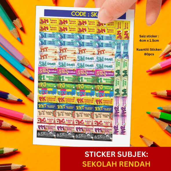 NEW DESIGN 80pcs Sticker Mix Subjek Sekolah Sticker Mata Pelajaran ...